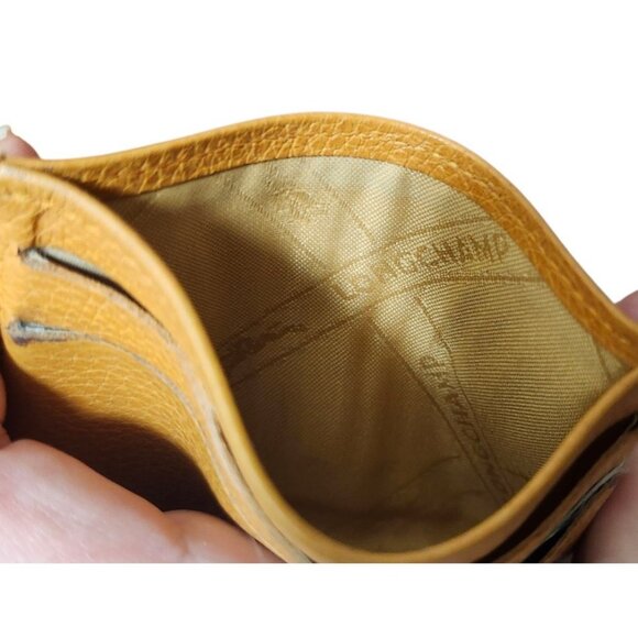 Longchamp Yellow Leather Card Holder Slim Minimalist Wallet Authentic Longchamp - Picture 5 of 7